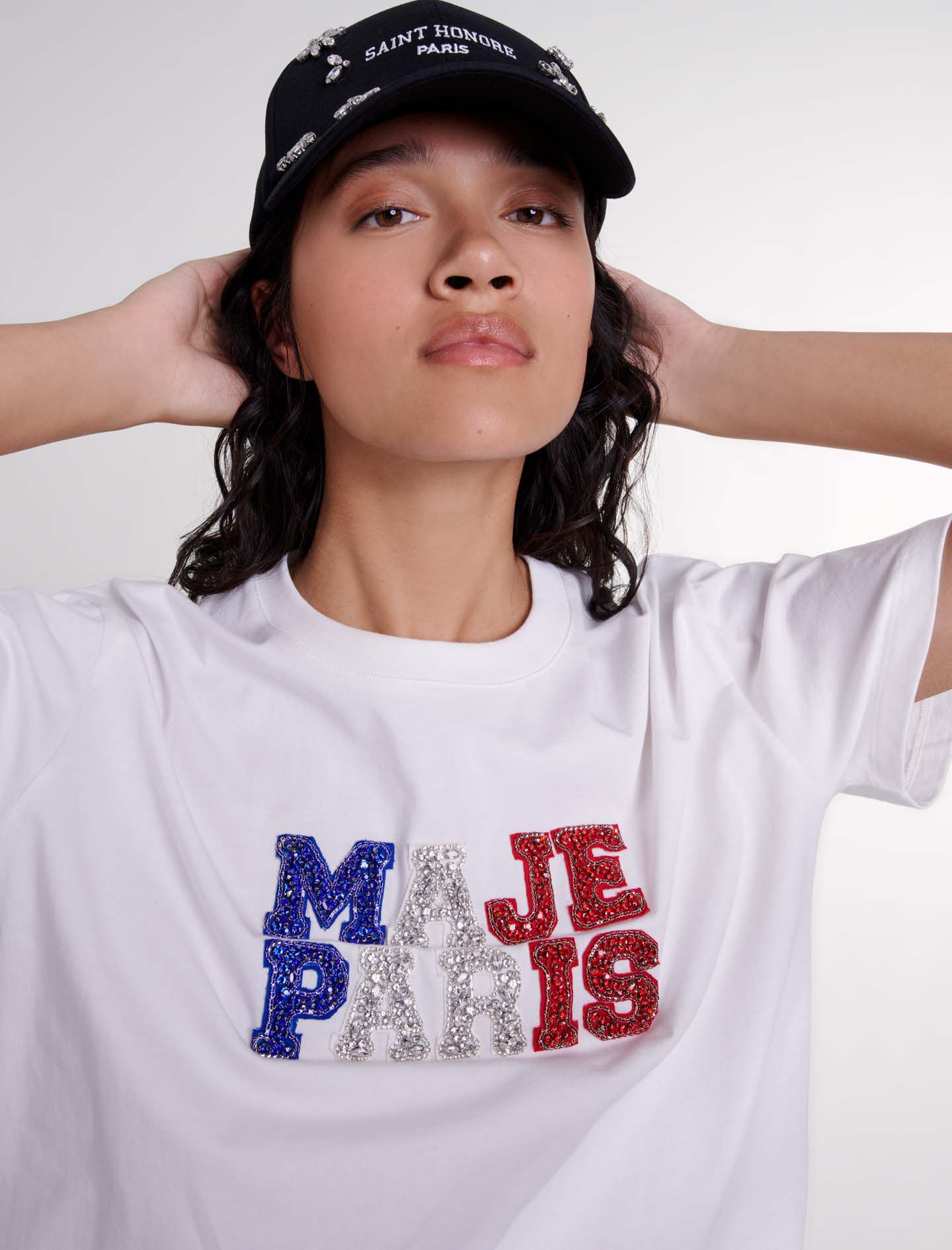 Maje Paris rhinestone T-shirt White For Women | Maje
