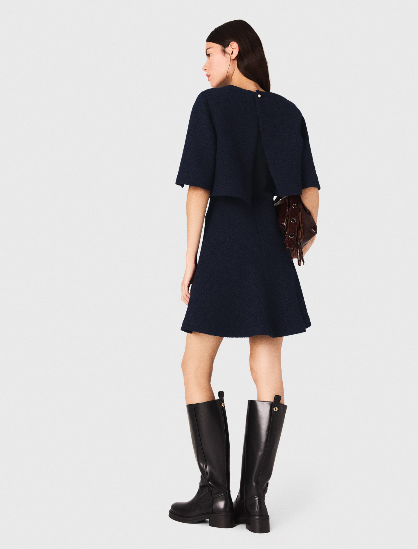 Mini turtle neck dress Black / Gray For Women | Maje