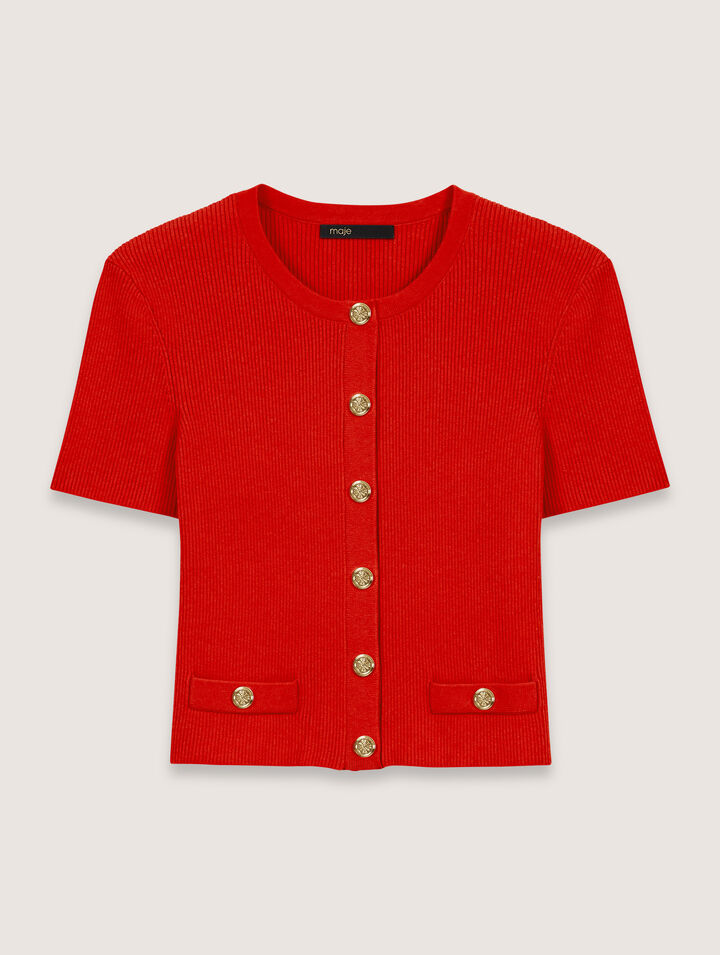 Cropped short sleeve cardigan