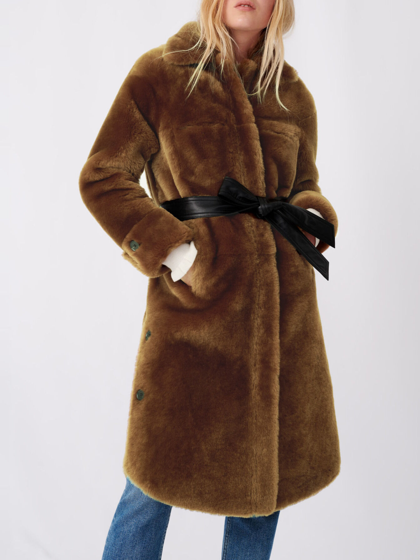 Reversible shearling coat Brown For Women Maje