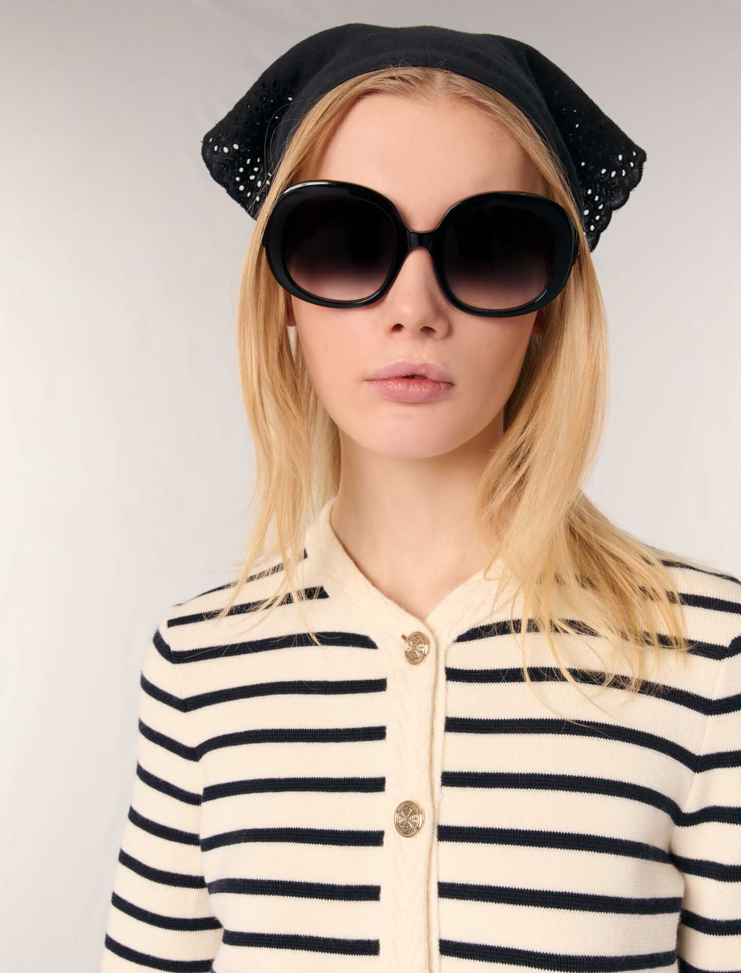 Striped knit cardigan Blue For Women | Maje