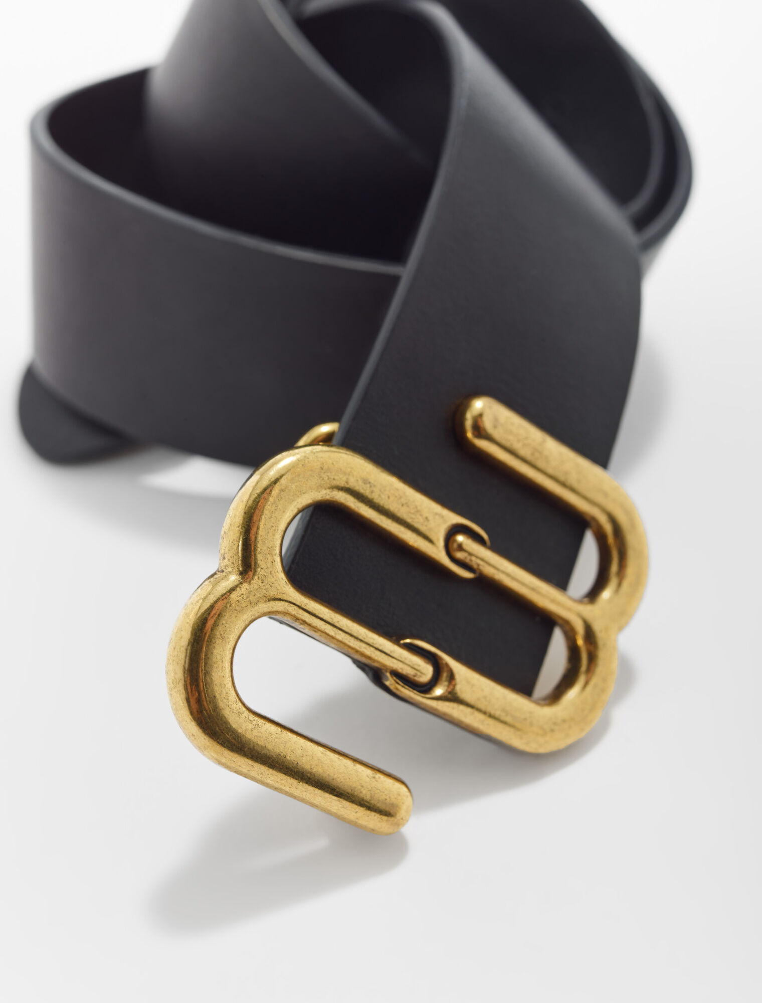 Leather double M belt