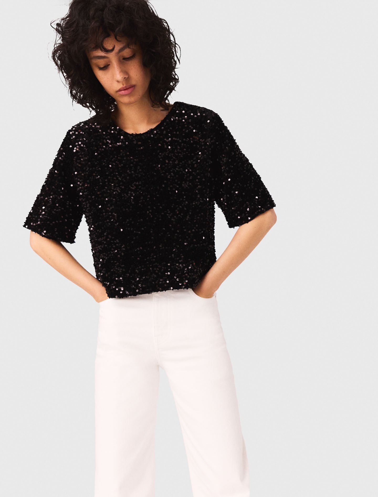 MAJE 売れ筋商品|||マージュ Tシャツ トップス レディース Tops Black Embroidered T-shirt Black / Gray For Women | Maje