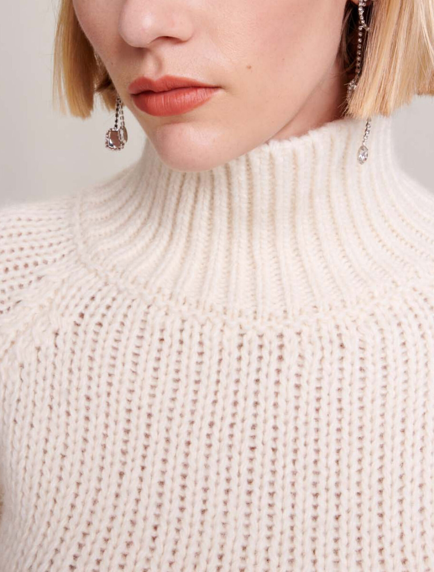 Cropped knit lace-up back jumper