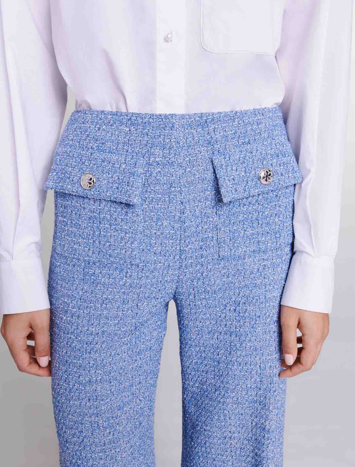 Blue tweed pants sales