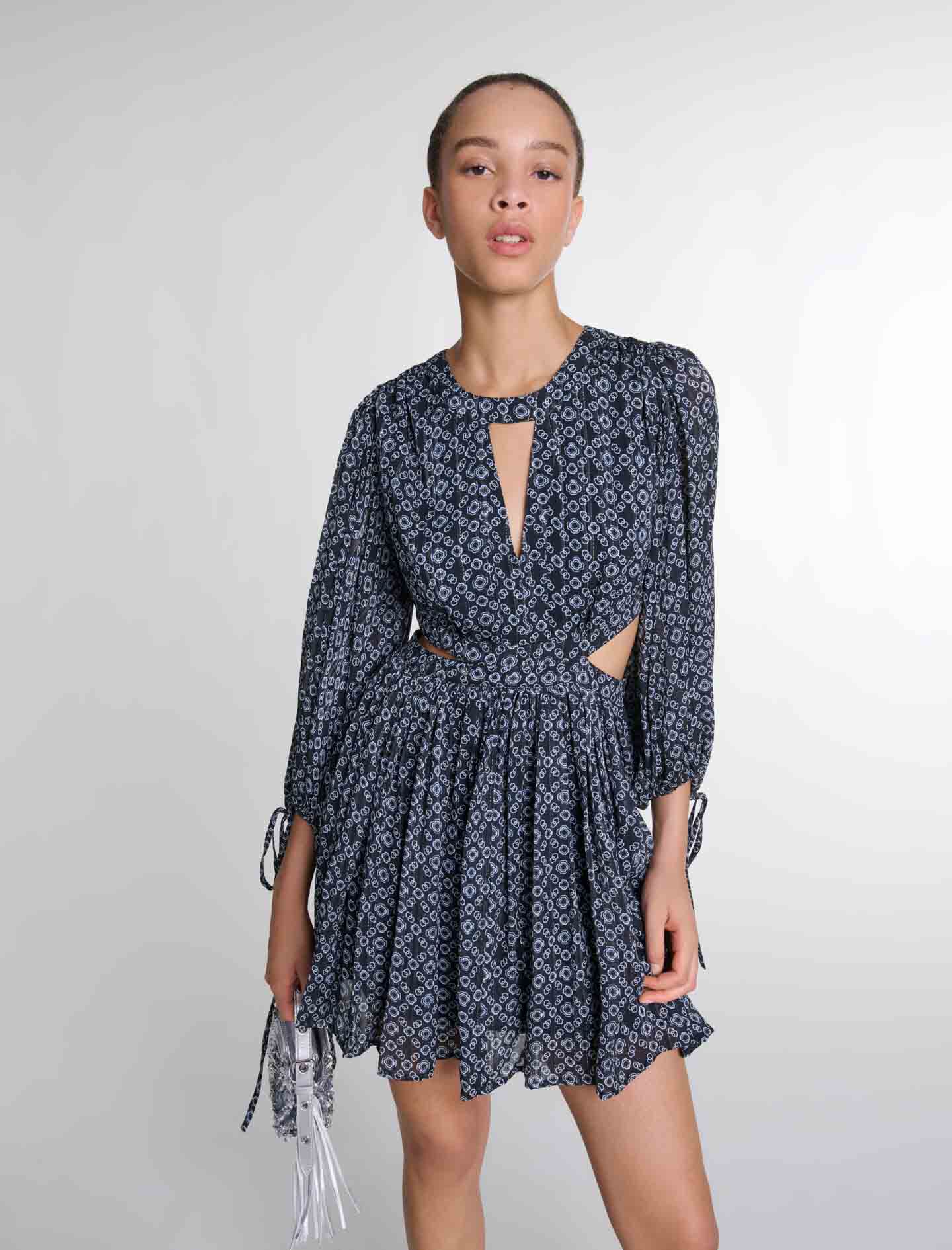 Short Clover motif dress Black / Gray For Women | Maje