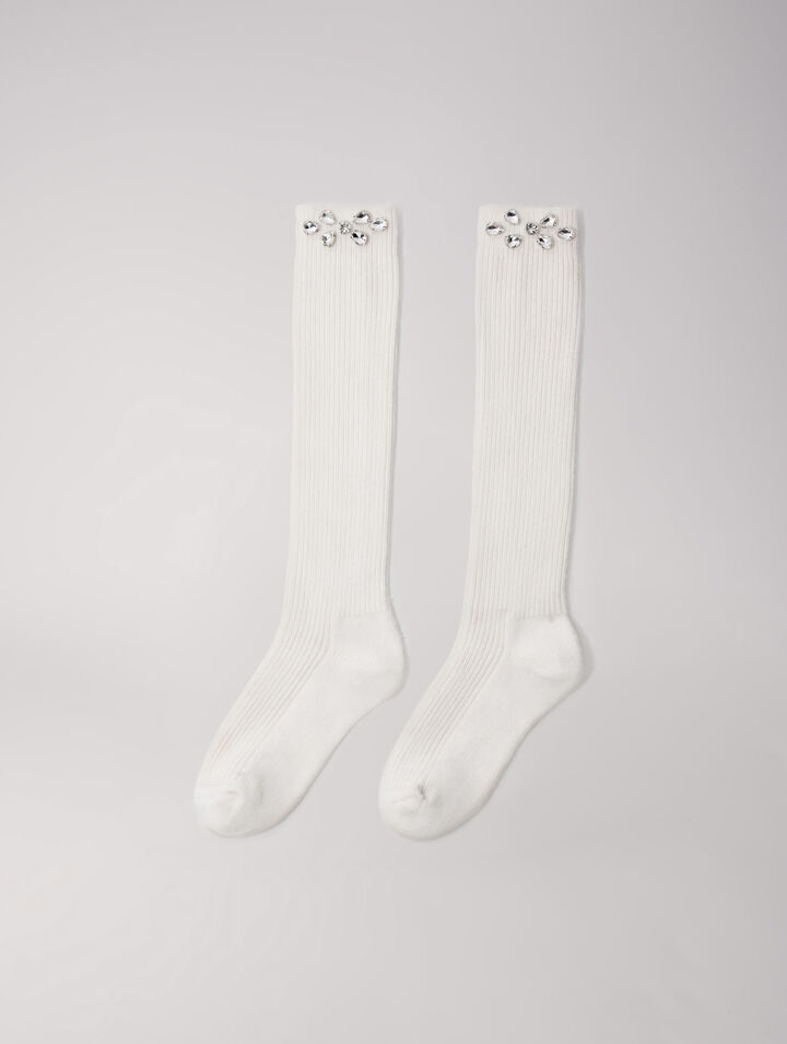 Long socks with rhinestone