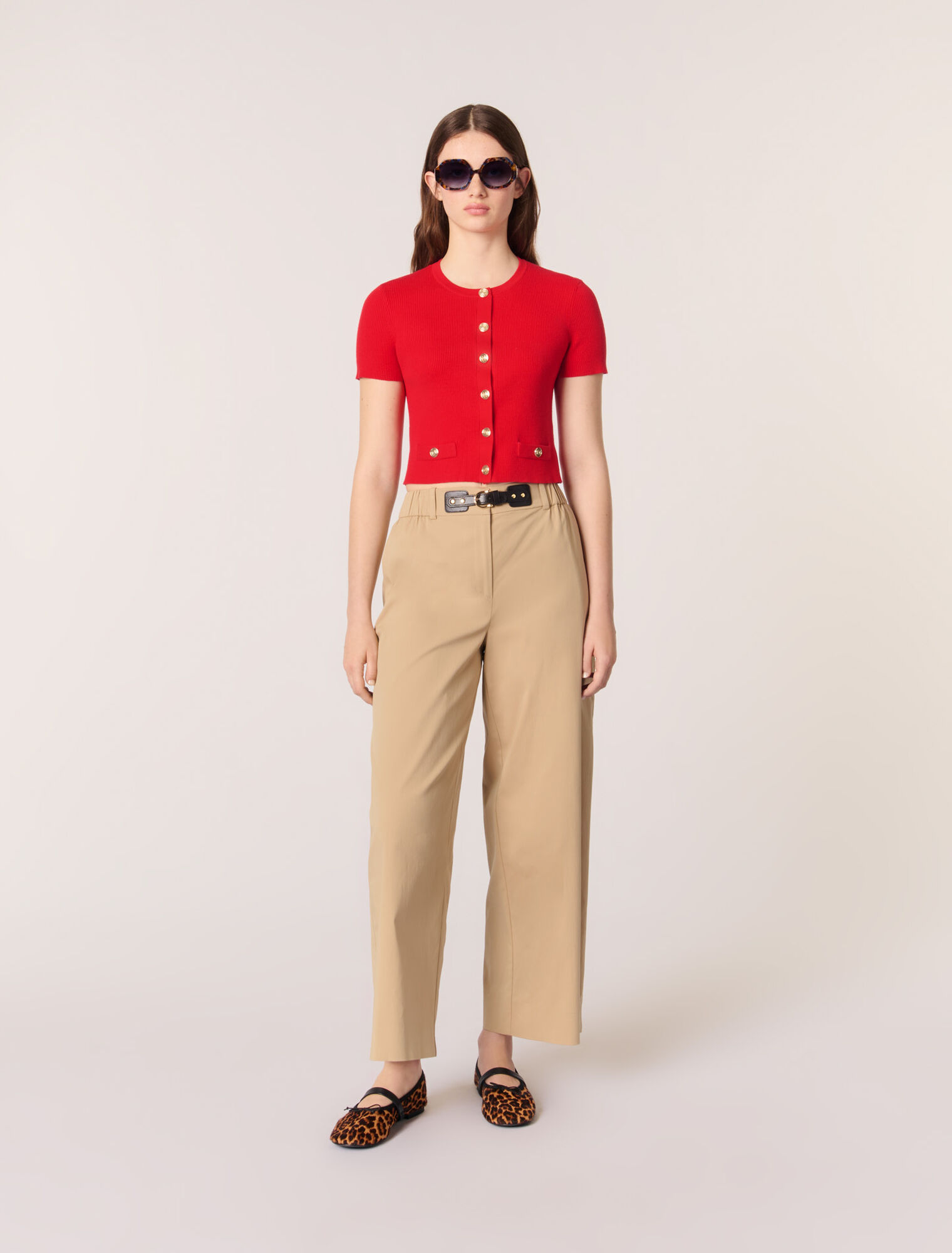 Cropped short sleeve cardigan