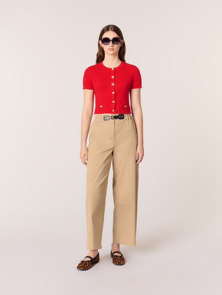 Cropped short sleeve cardigan