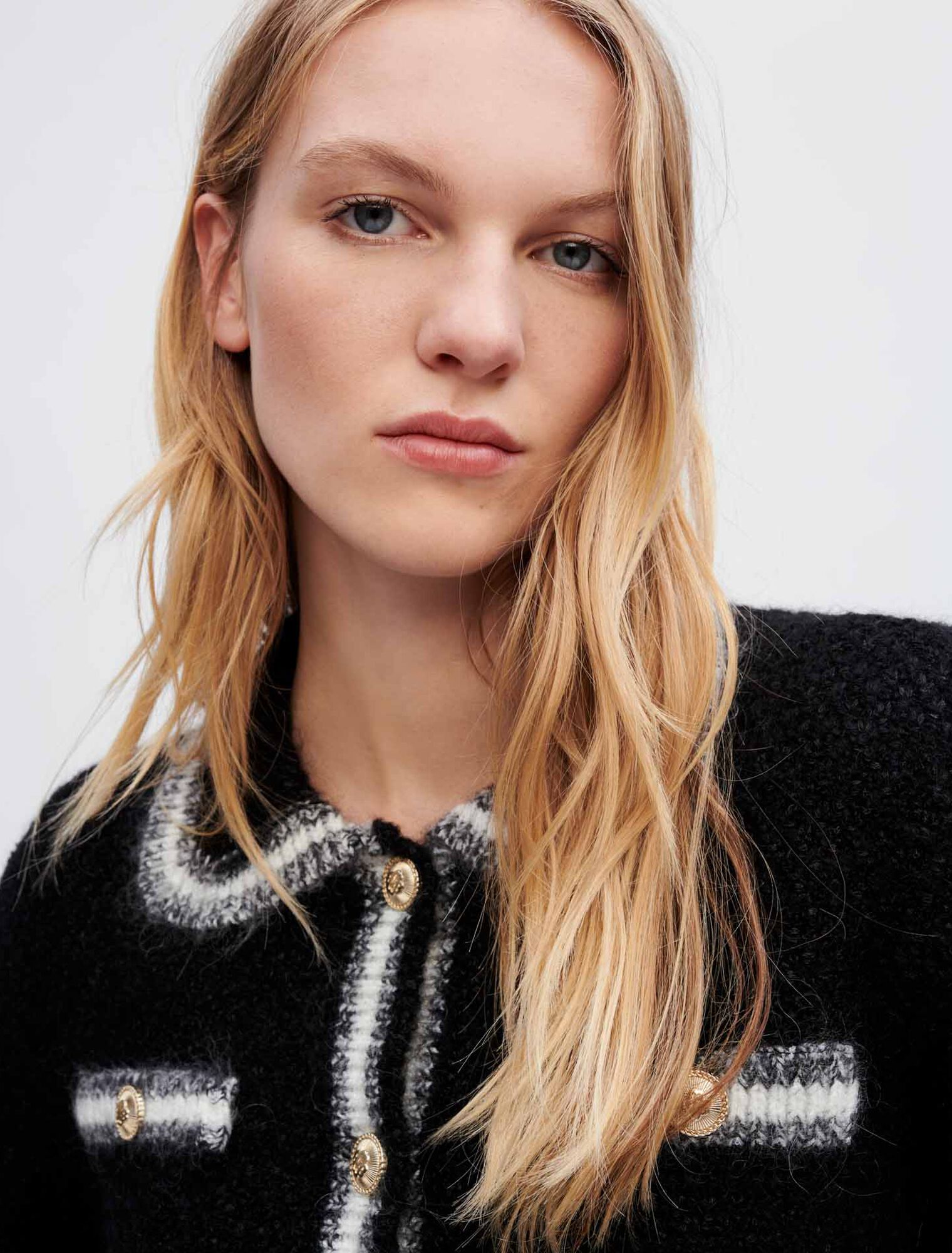 Thick, shiny knit cardigan