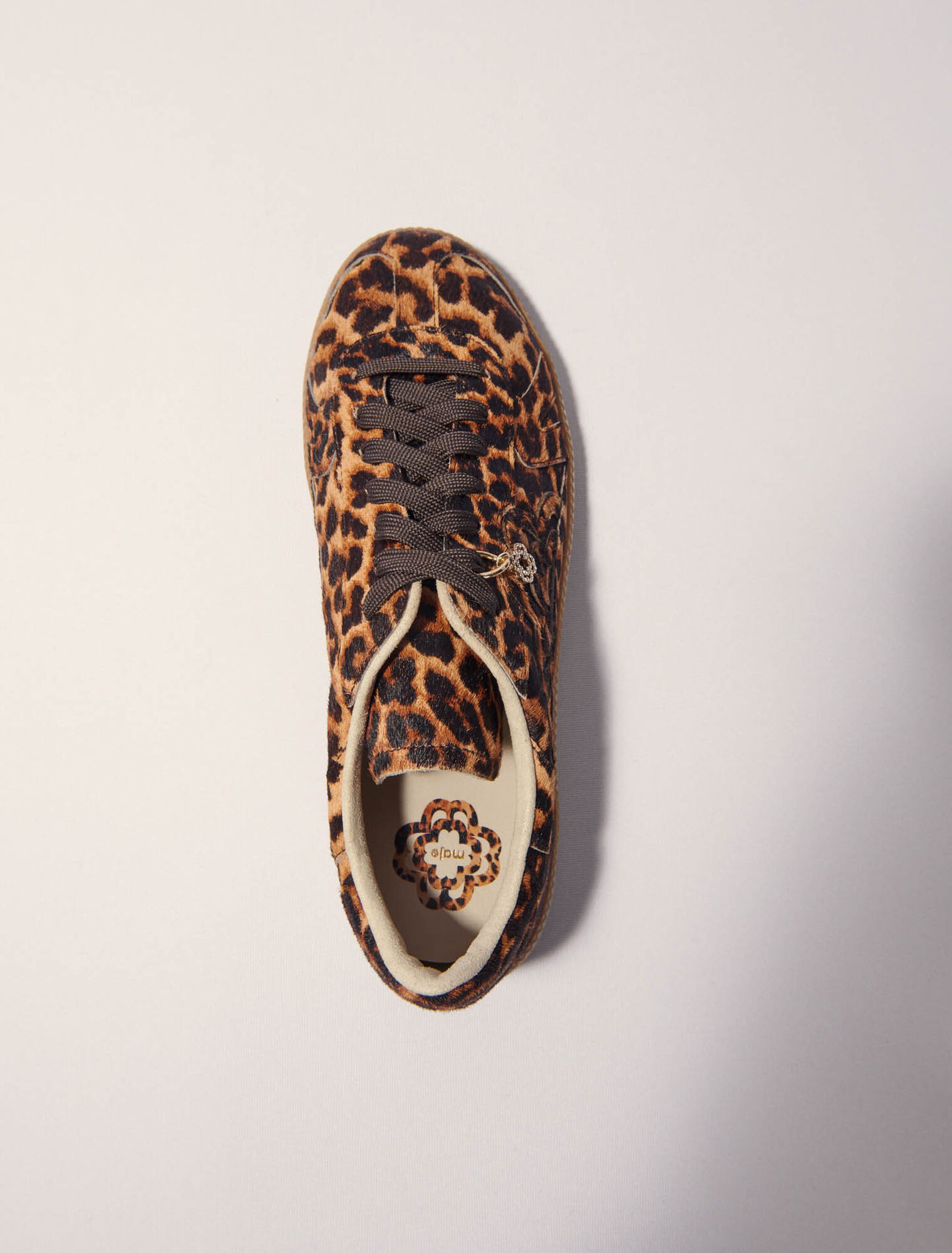 Leopard print leather sneakers
