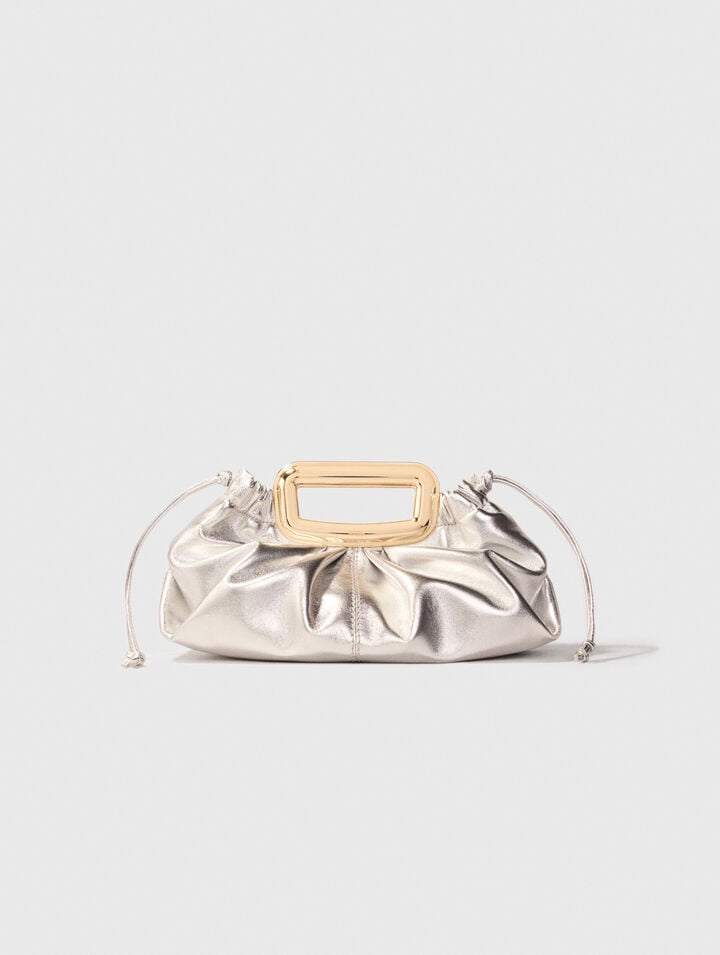 Leather metal handle clutch