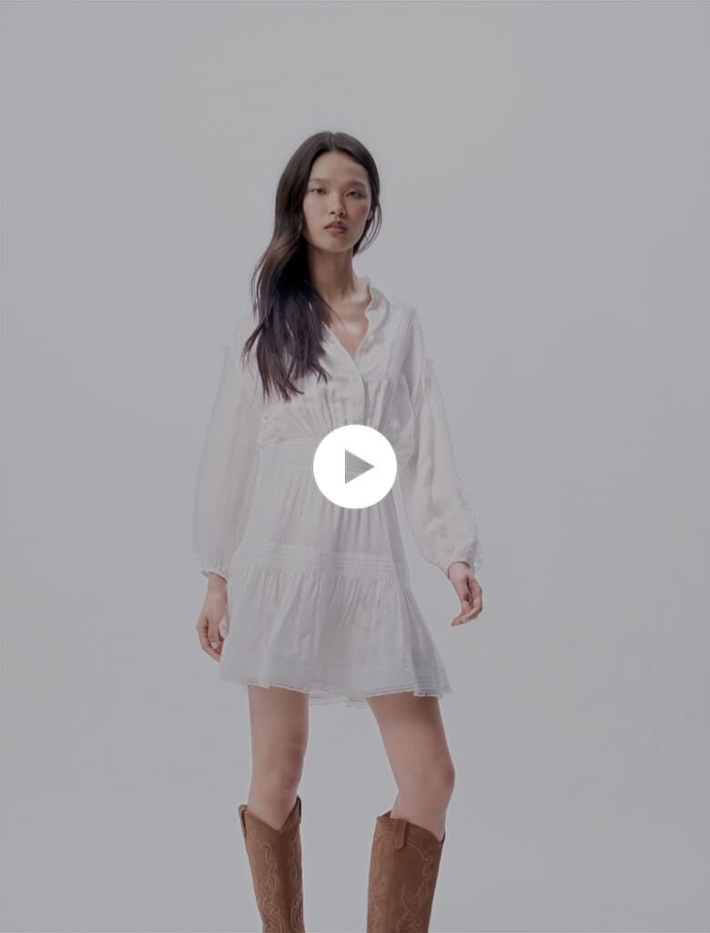 Short cotton patchwork dress White For Women | Maje