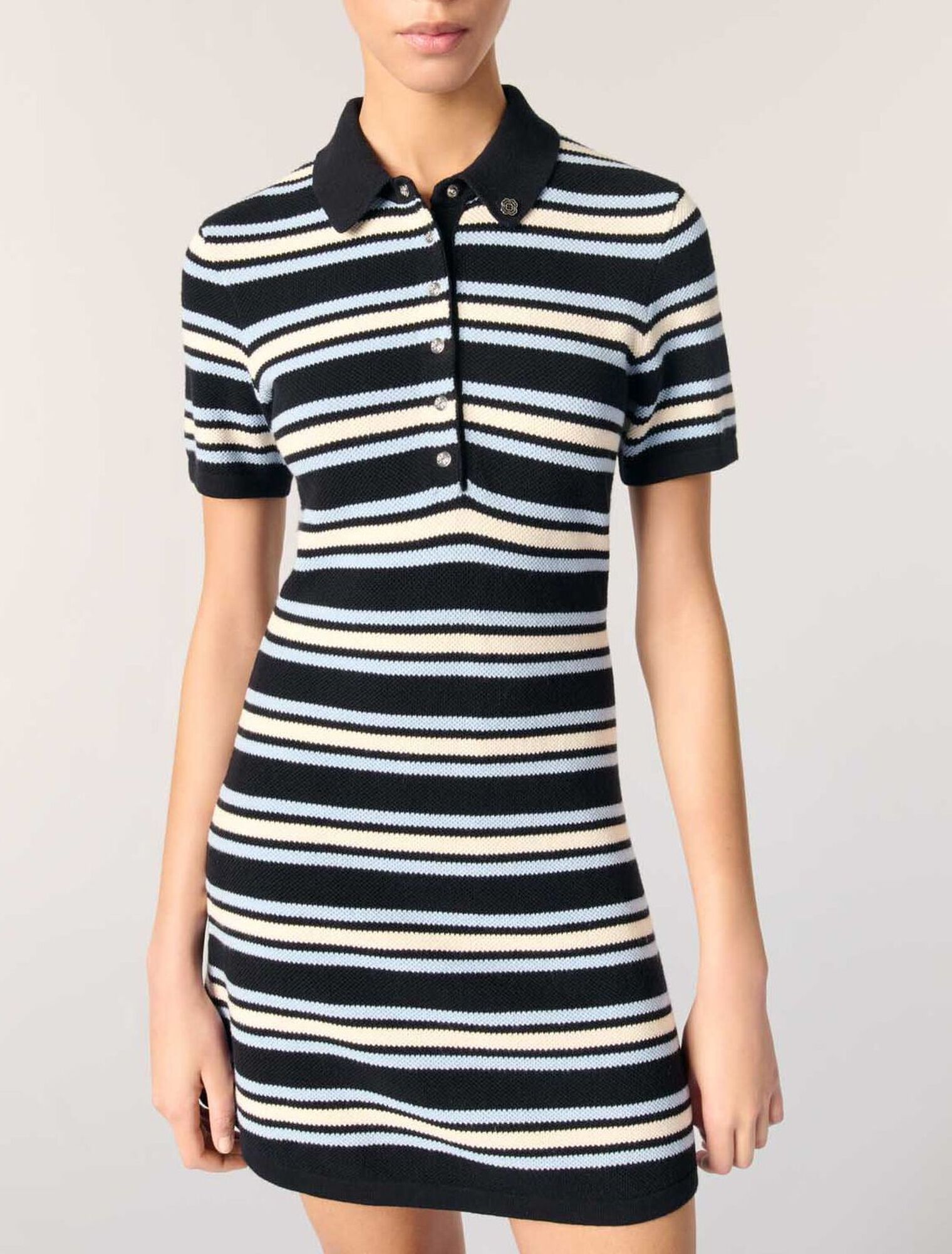 Striped knit polo dress