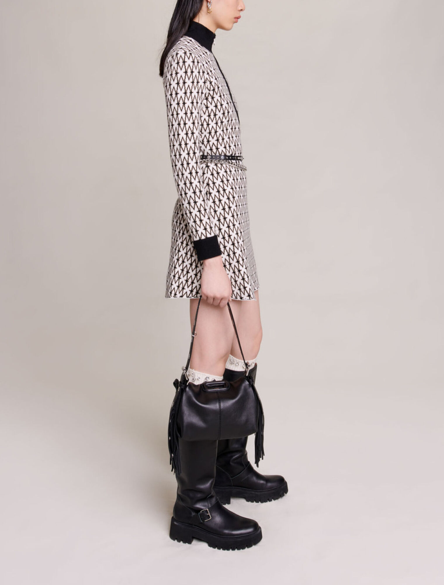 Short jacquard monogrammed dress