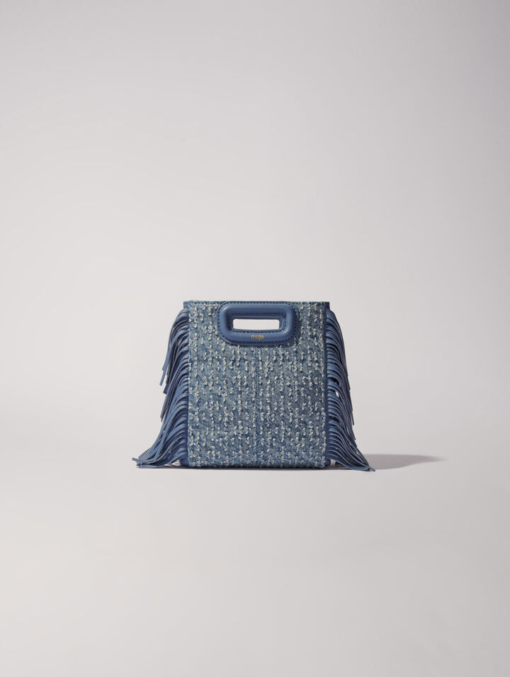 M mini bag in denim  with rhinestones