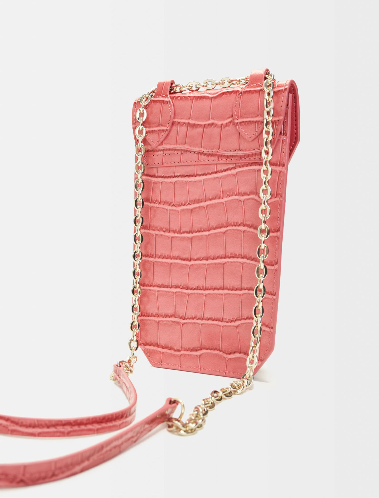 Croco embossed leather phone holder