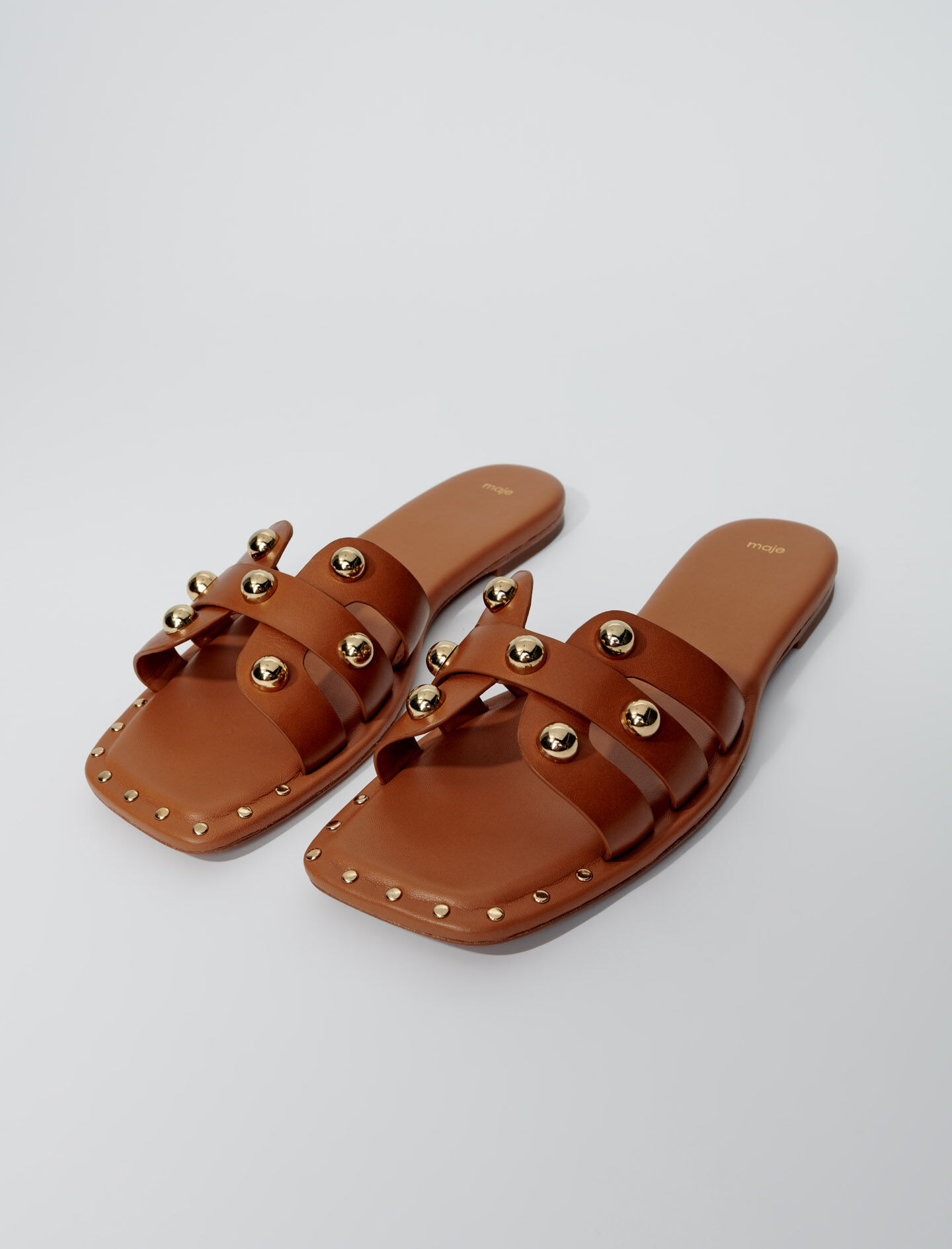 Studded leather mules Brown For Women Maje