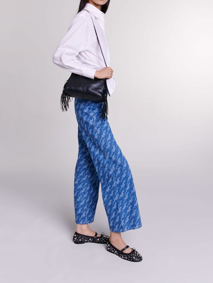 Wide-leg patterned jeans