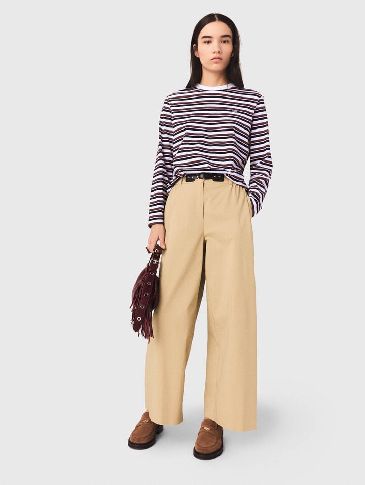 Wide-leg cotton pants