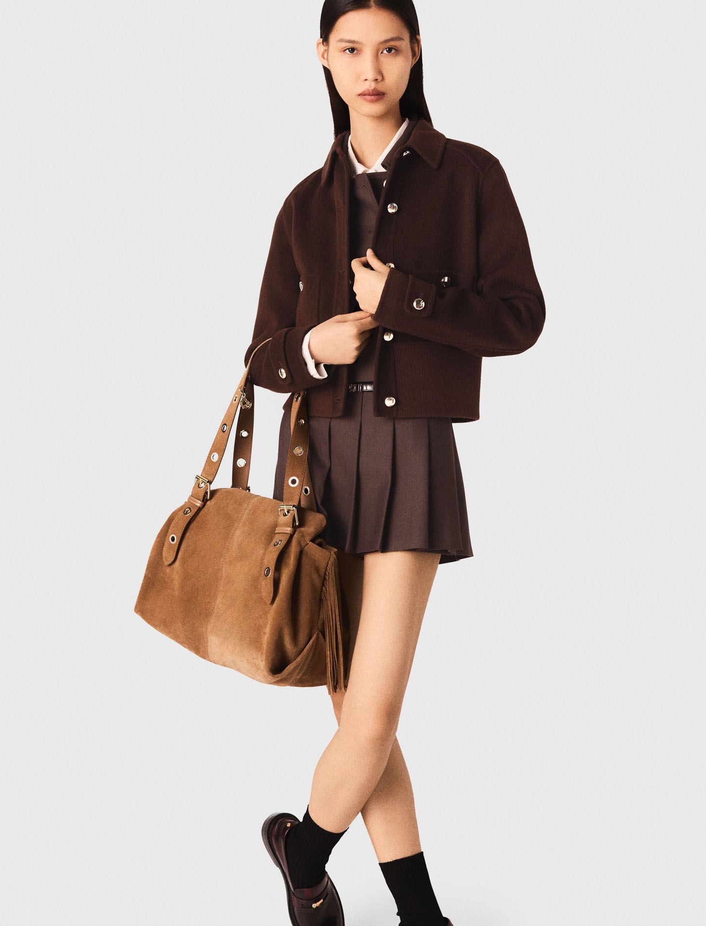 Short cropped coat Brown For Women | Maje