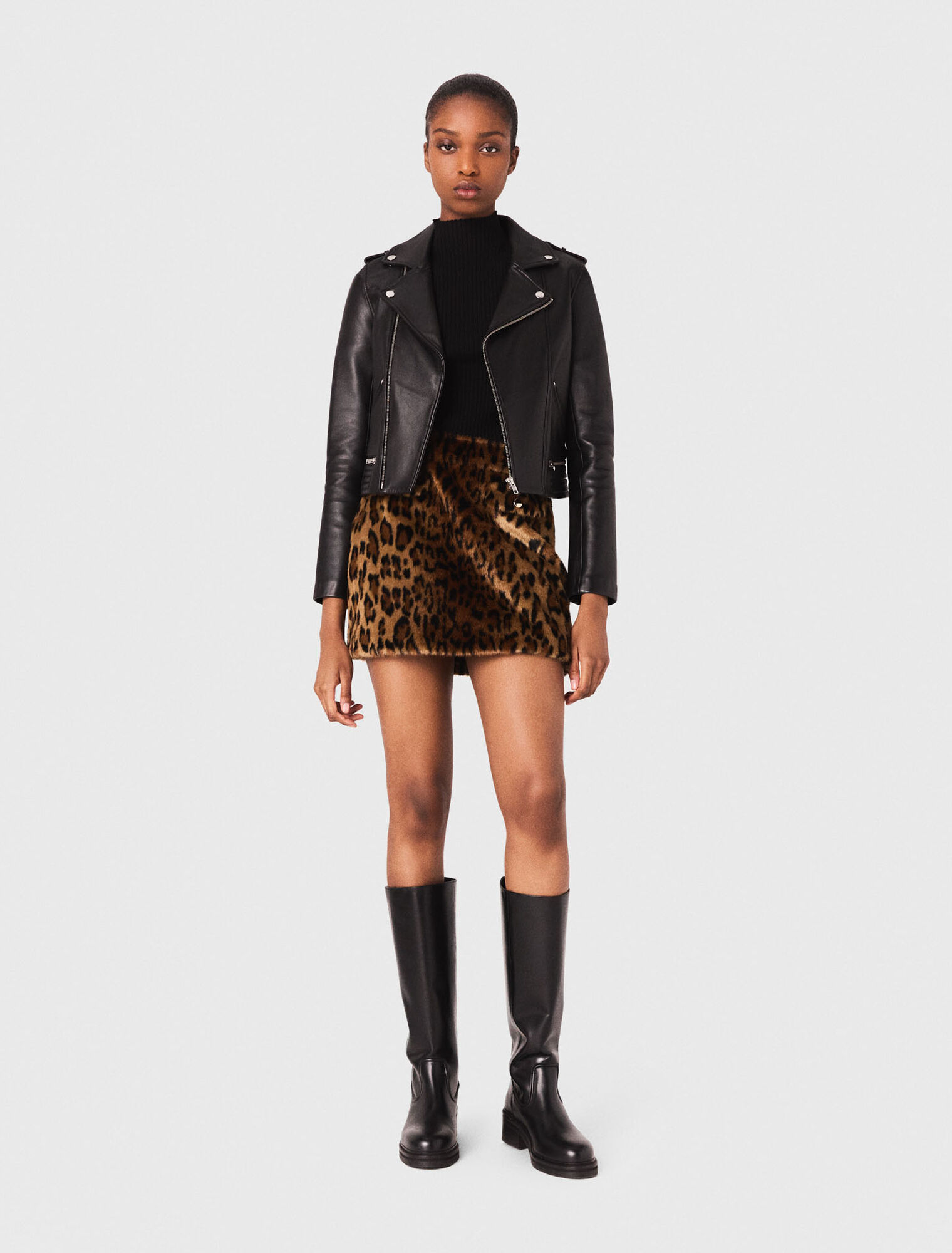 Leather biker-style jacket