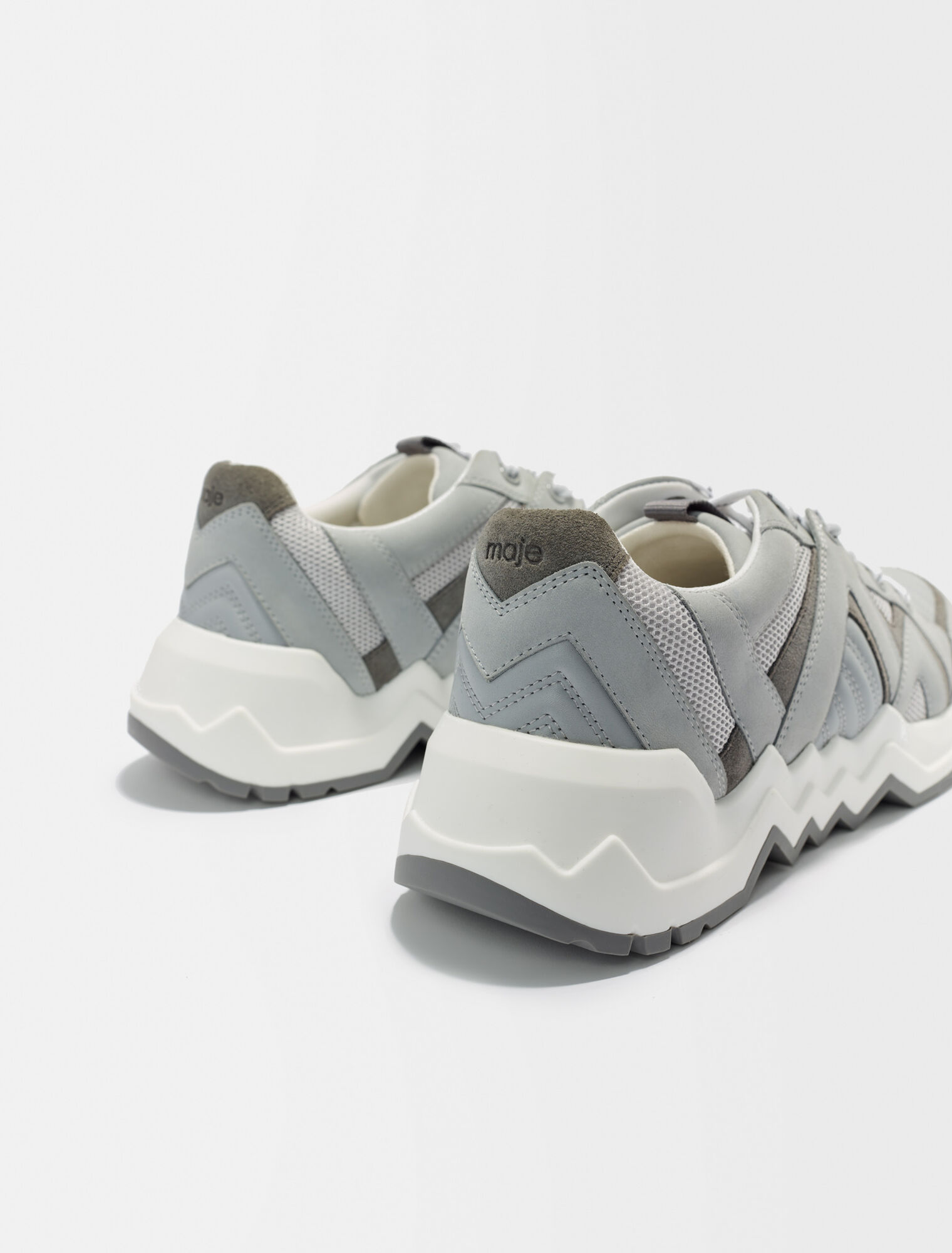 Leather sneakers with lug sole
