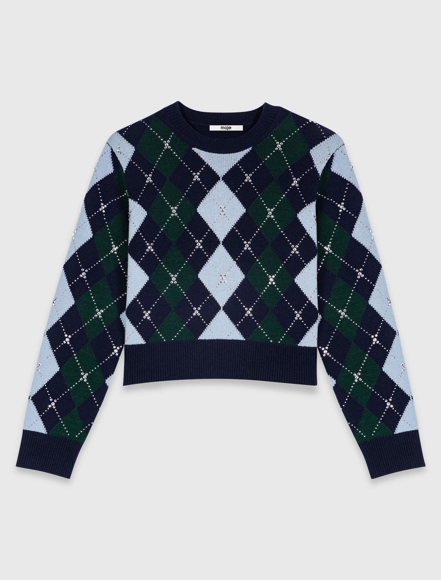 Argyle sweater with rhinestones