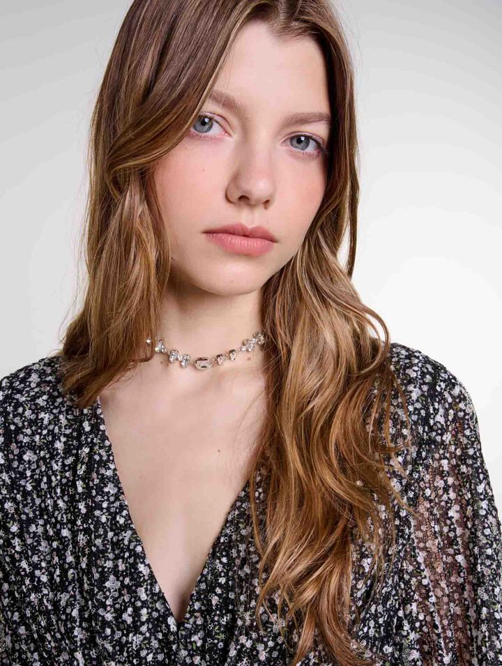 Gold rhinestone choker necklace