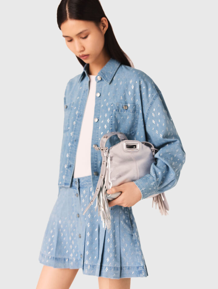 Short rhinestone denim shirt
