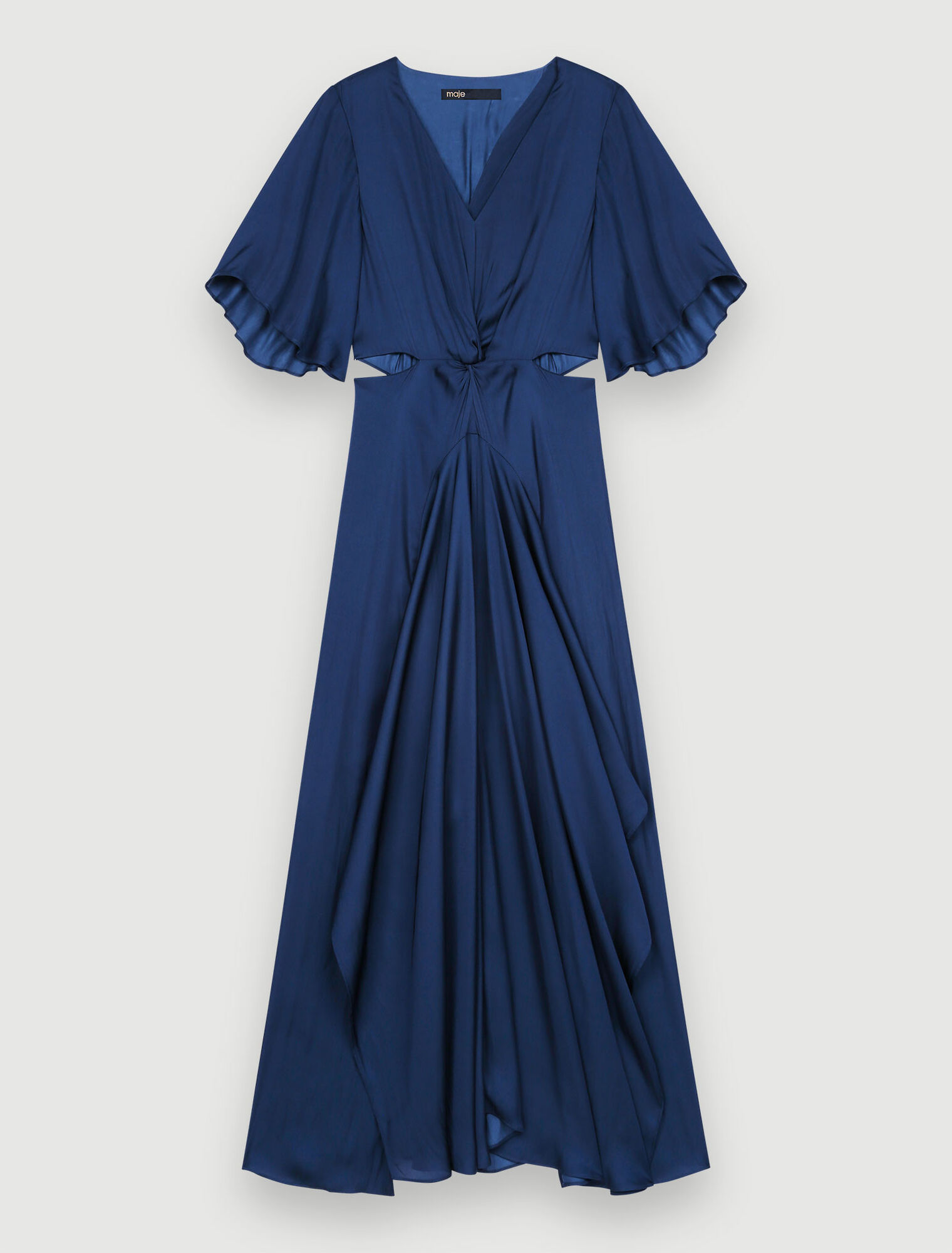 Flowing satin scarf dress