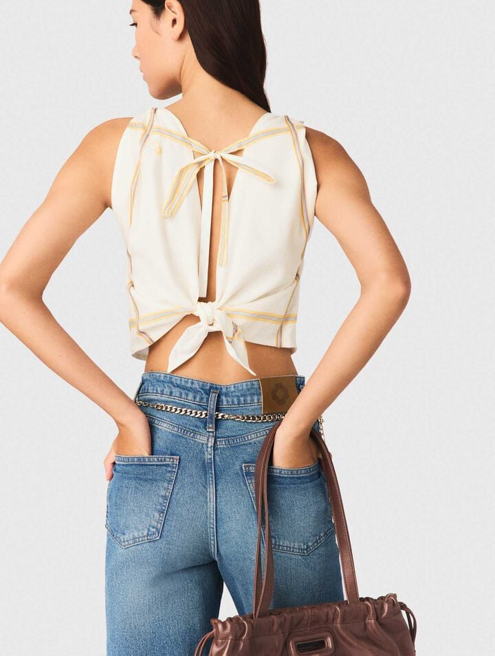 Patterned backless crop top