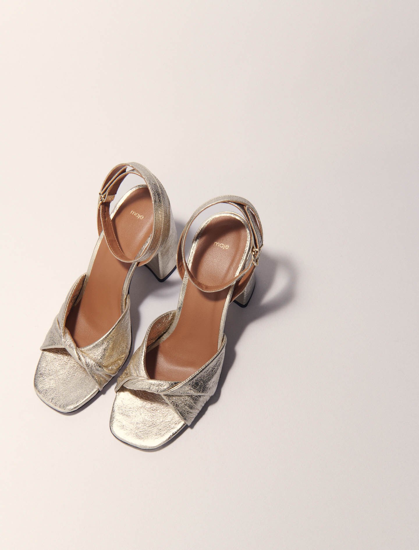 MAJE [マージ] Mirrored Leather Strap Sandals Leather strappy sandals