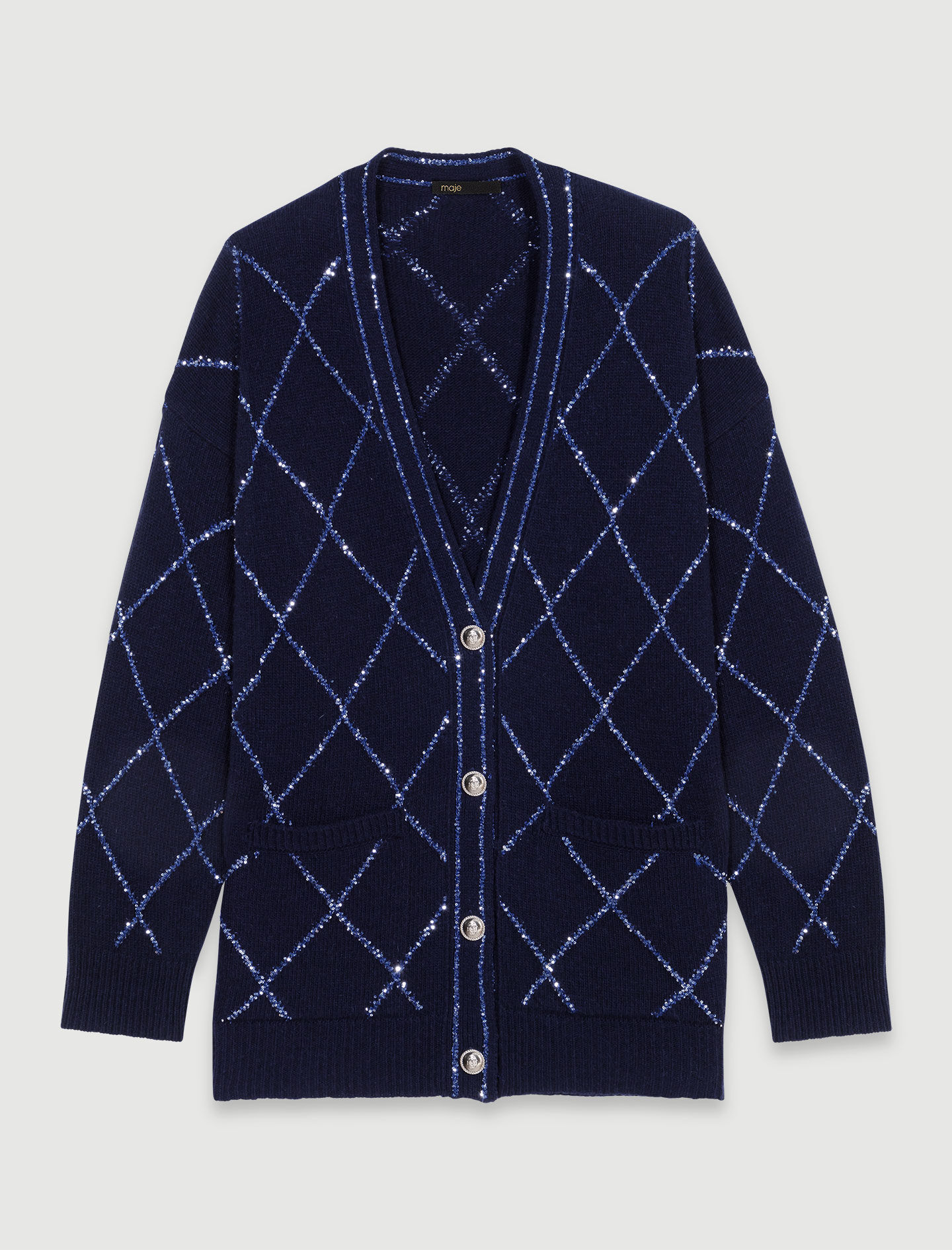 数量限定SALE Longline Maje | Women For Blue cardigan wool トップス