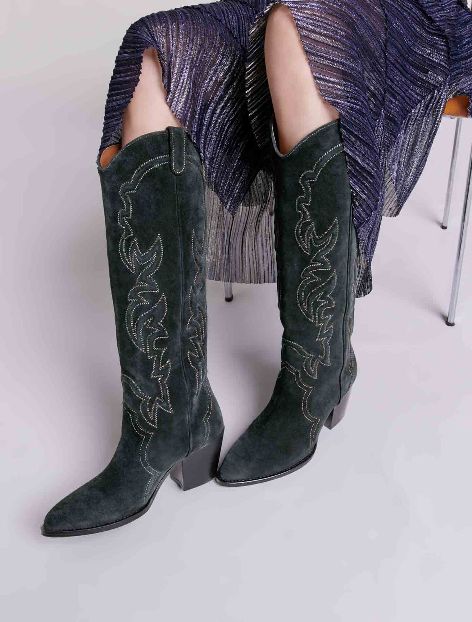 Suede cowboy boots