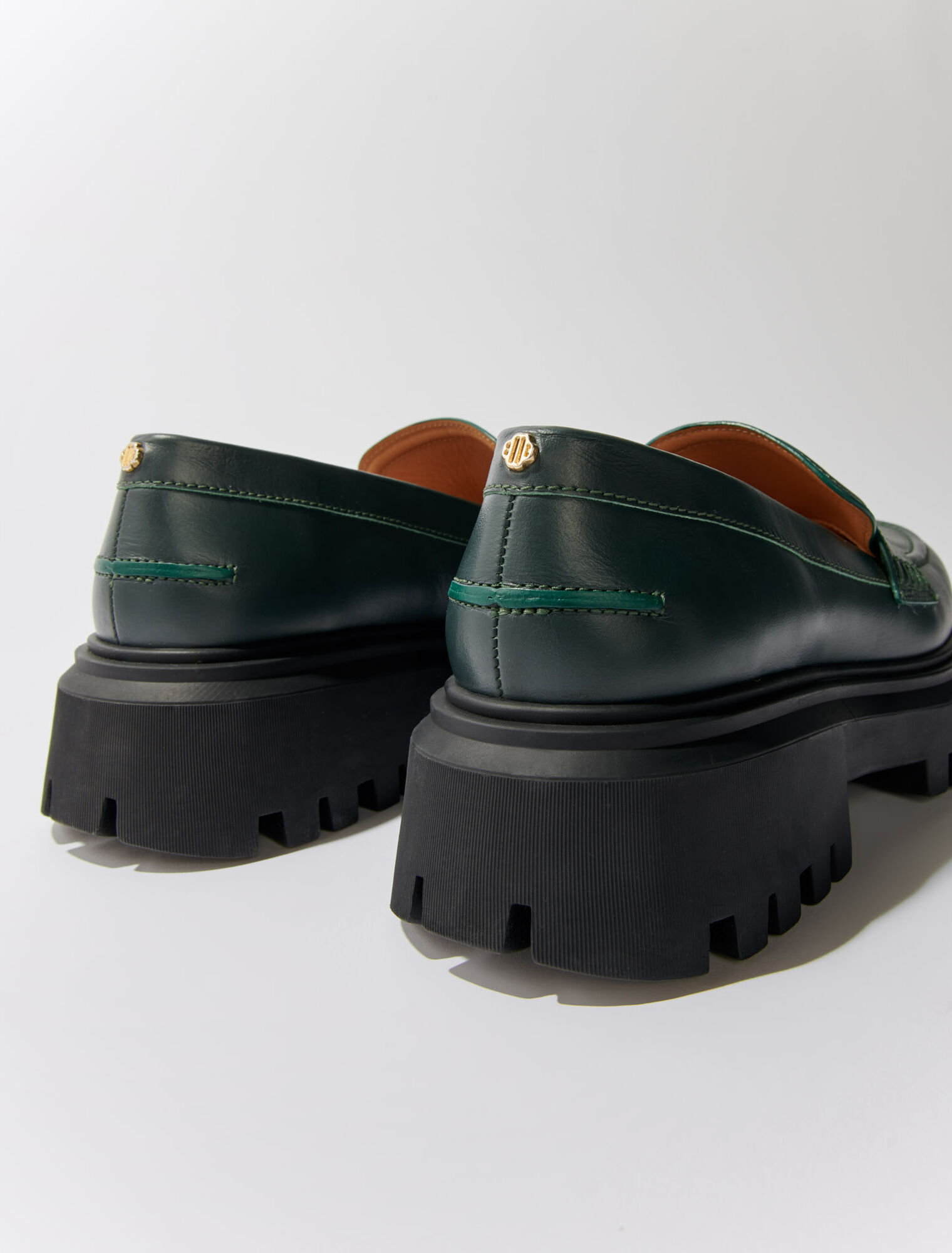 Leather platform loafers