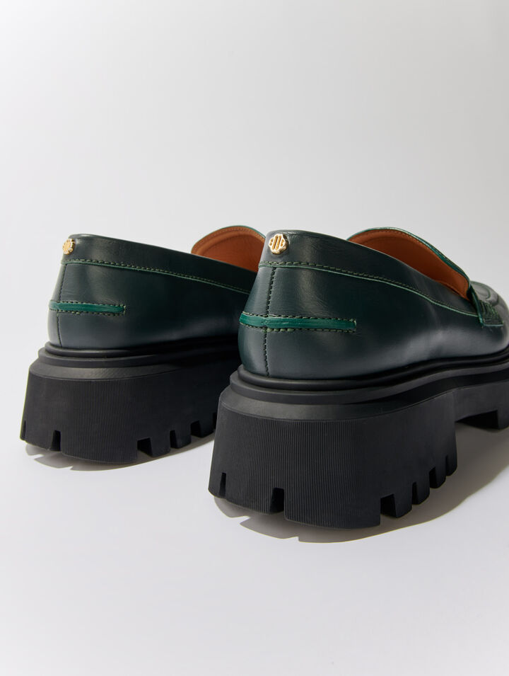 Leather platform loafers
