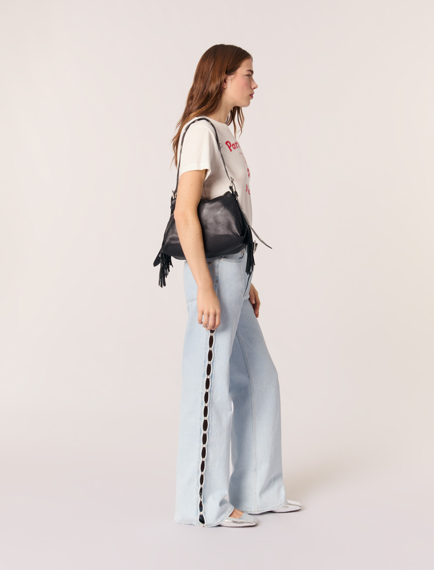 Smooth leather Miss M bag Black / Gray For Women | Maje