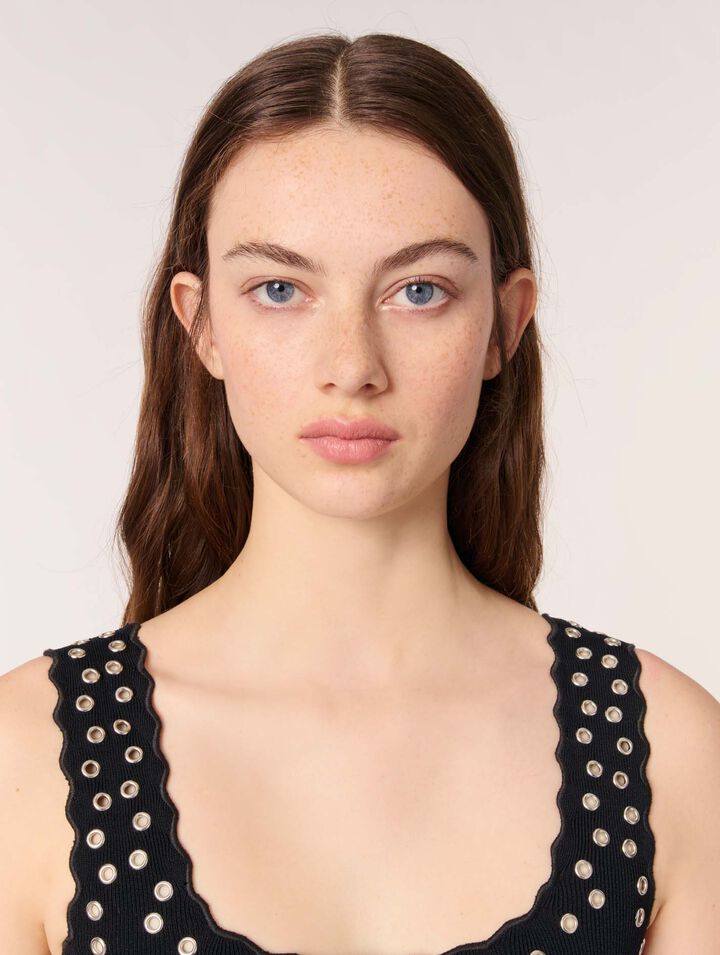Mini eyelet knit dress