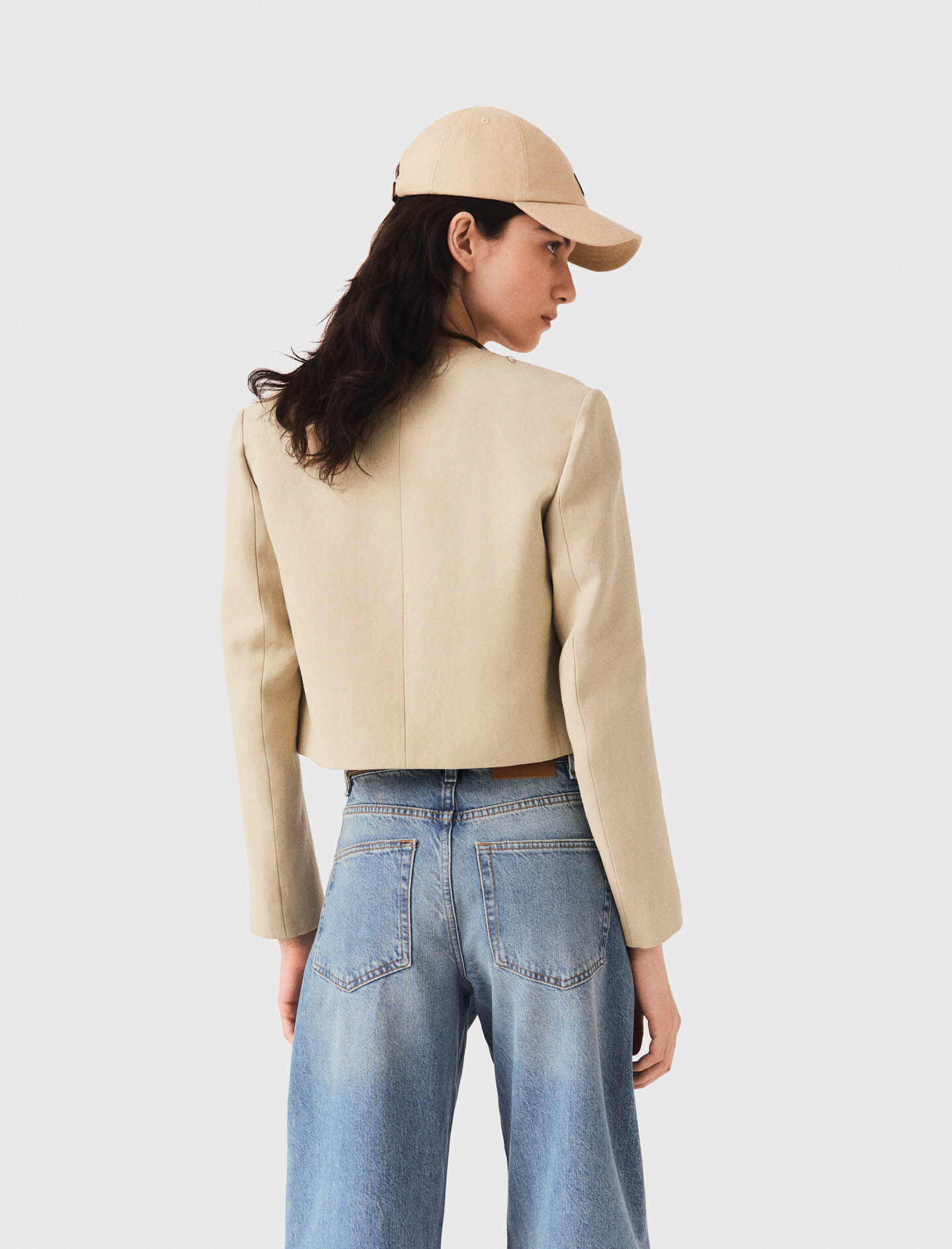Short linen blend jacket Natural For Women | Maje