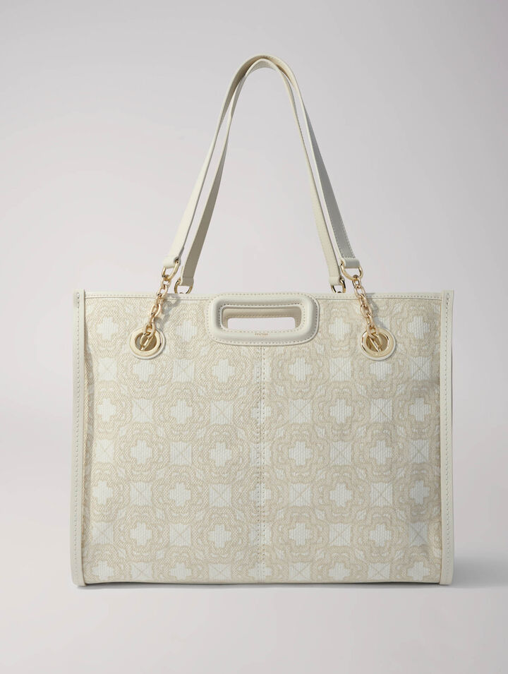 Clover print canvas shopping bag