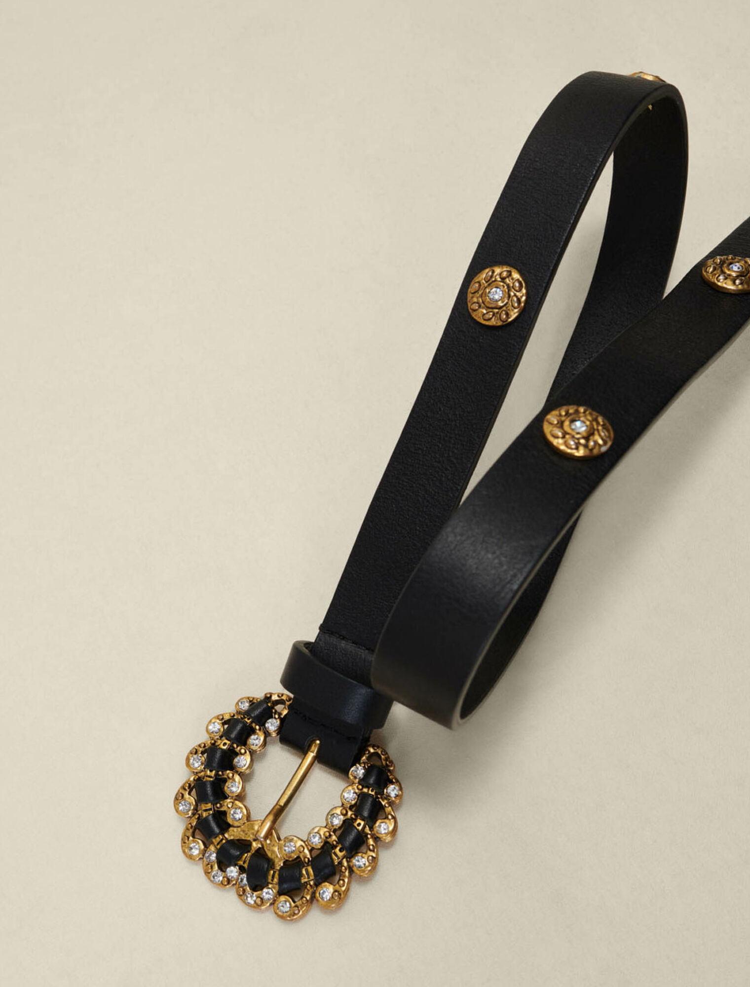 Rhinestone leather belt