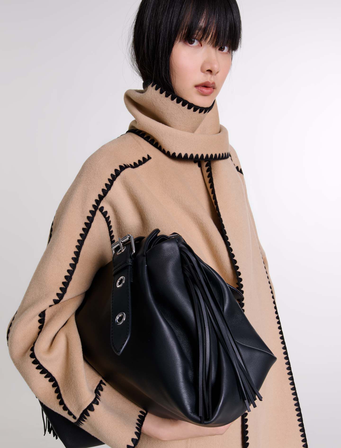 【EEUN】Mary Double Coat Marta Double Faced Wool Cropped Coat - Sable Brown Wool Coat