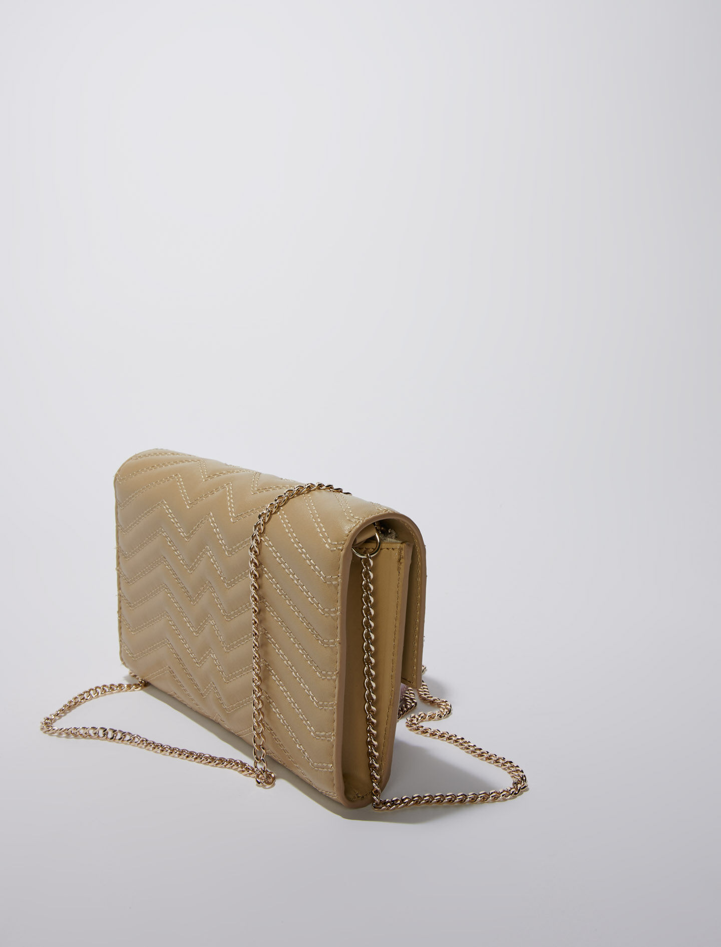 Leather wallet on chain Natural For Women Maje
