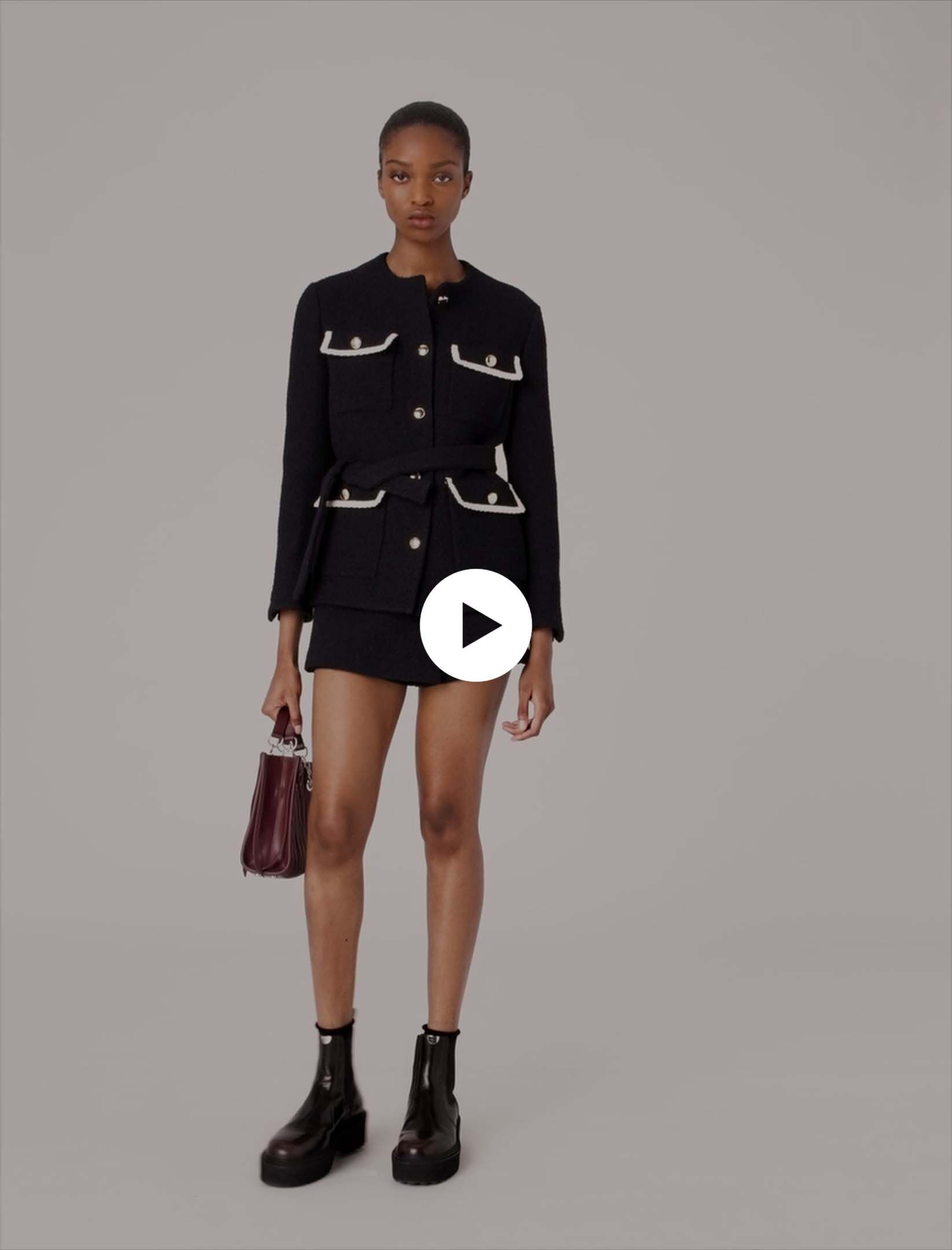 4-pocket tweed jacket Blue For Women | Maje