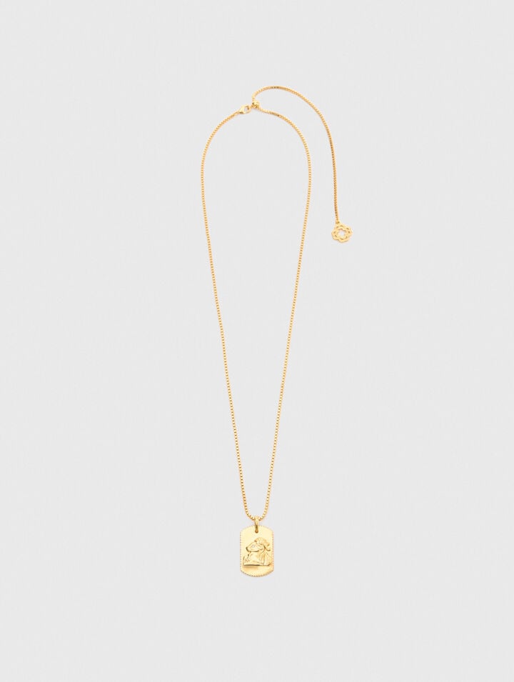 Zodiac sign plaque necklace