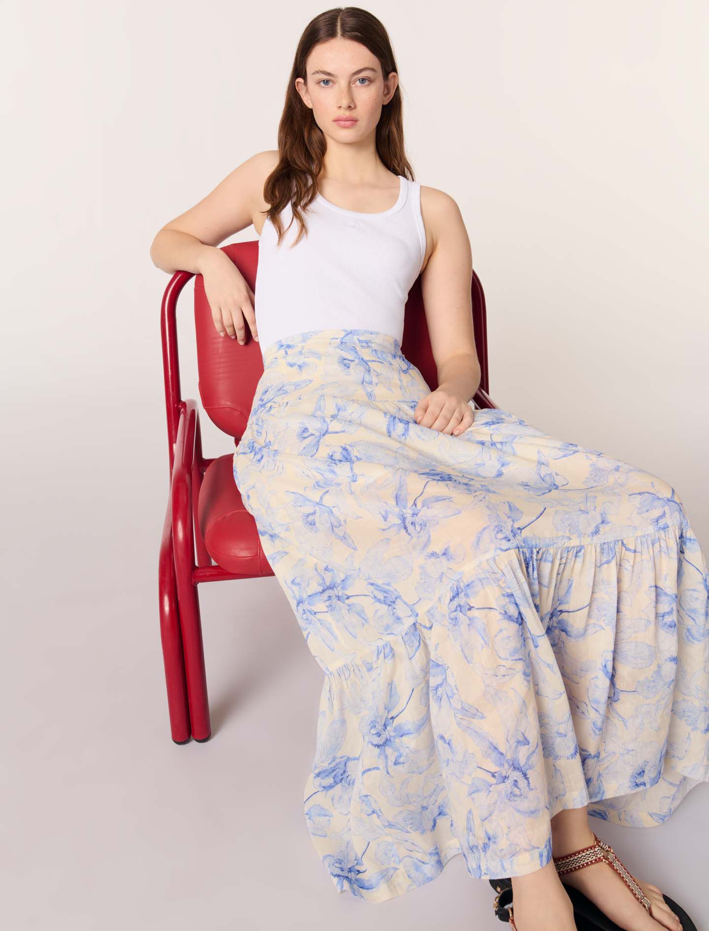 Floral maxi skirt Blue For Women | Maje