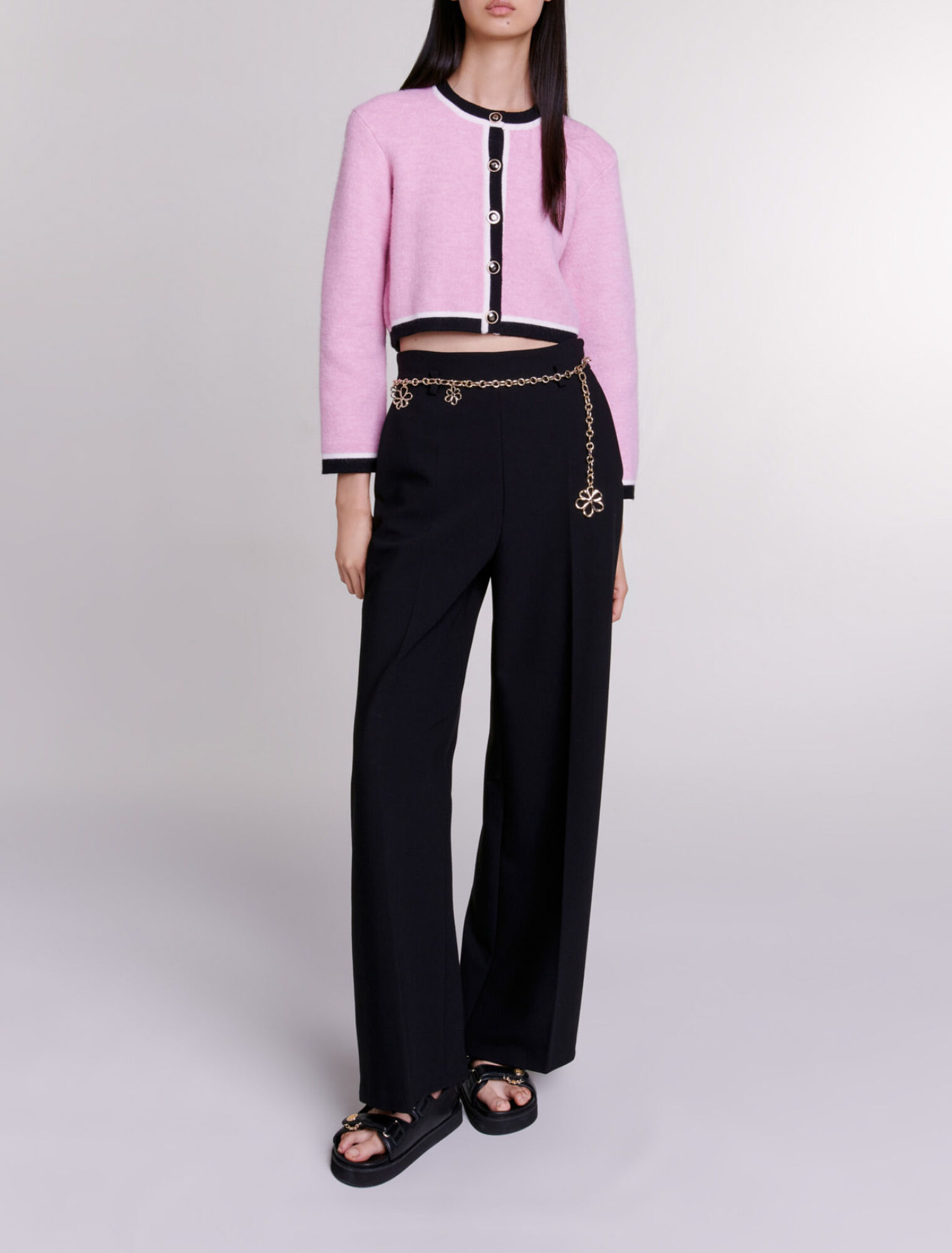 Cropped knit cardigan