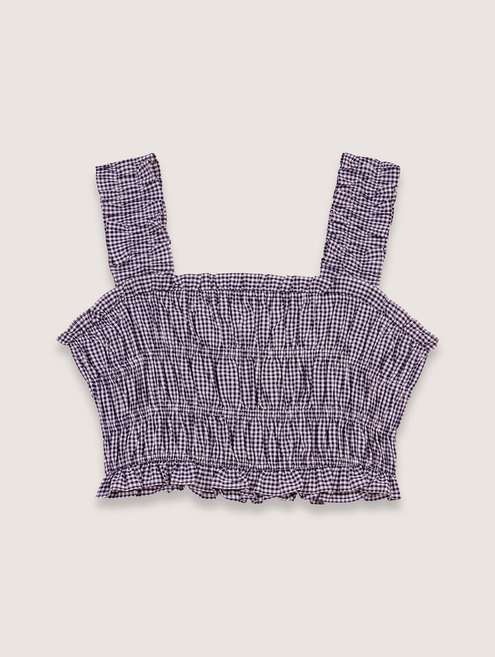 Gingham smocked crop top