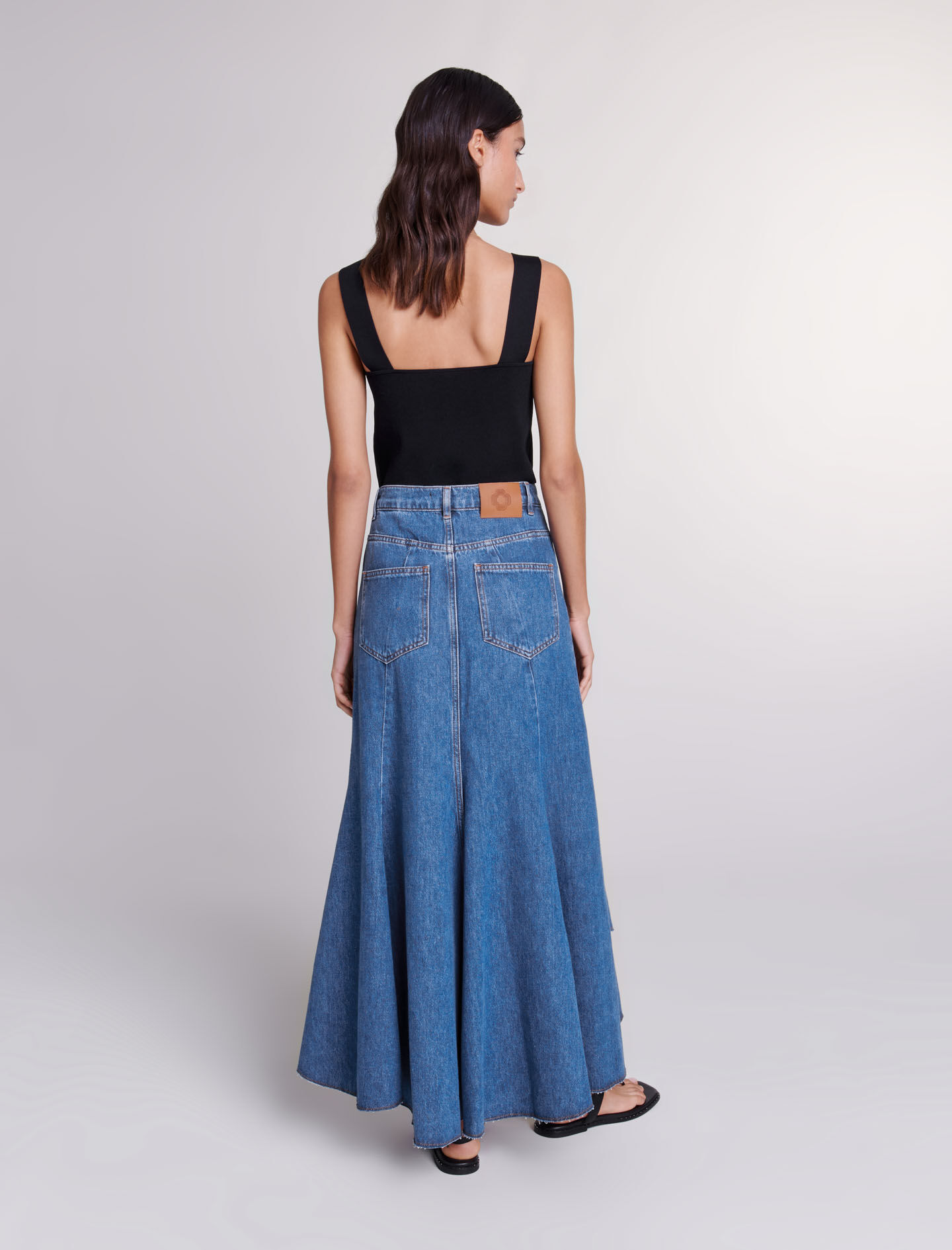 Asymmetrical denim skirt